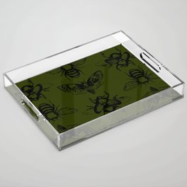 GREEN INSECT TRIO PATTERN Acrylic Tray