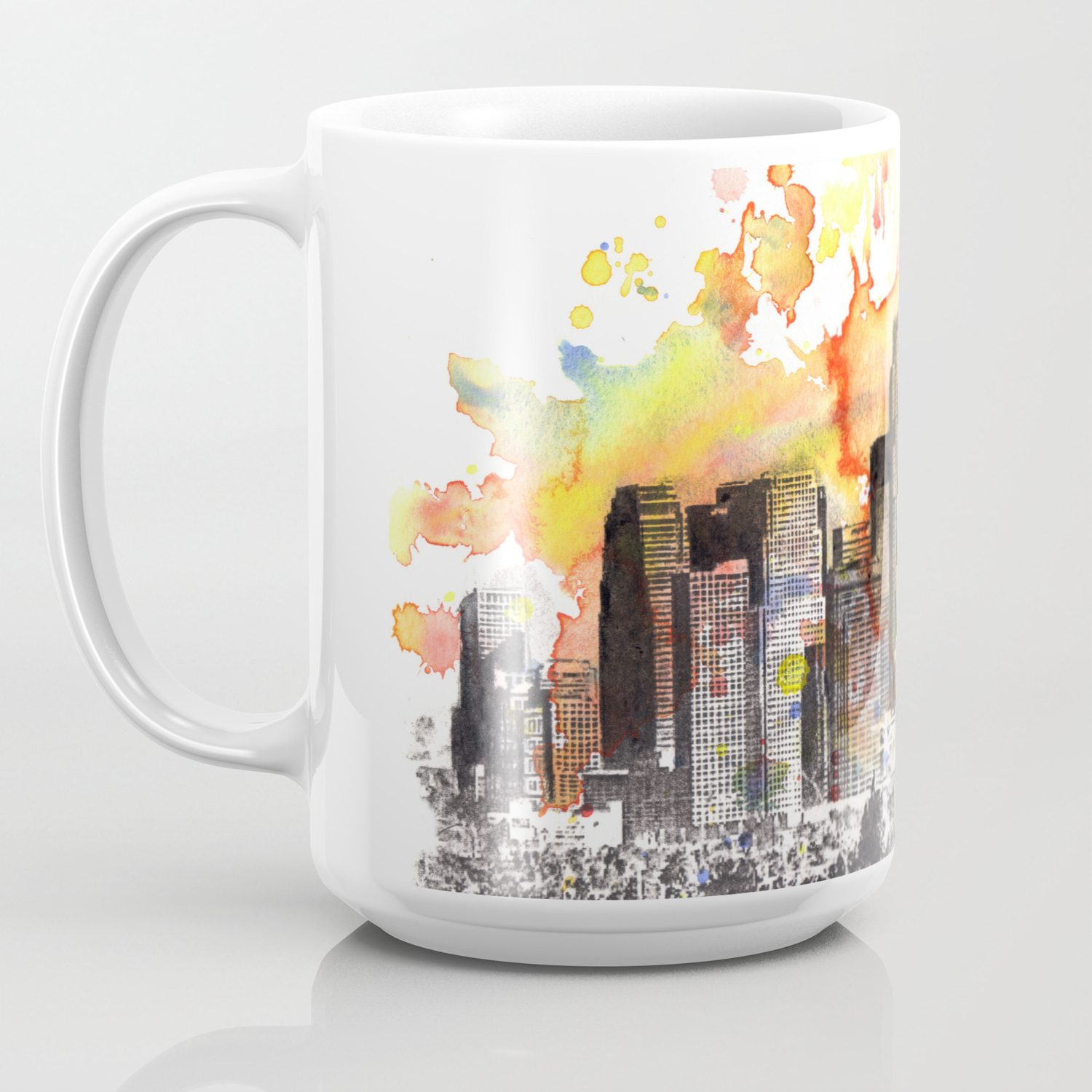 Los Angeles Cityscape Skyline Painting Coffee Mug By Idillard