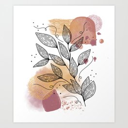 Pastel peach lineart Art Print