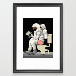 Spaceman On the Toilet Bathroom Restroom Apollo Framed Art Print