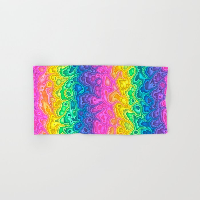 Trippy Funky Squiggly Vibrant Rainbow Hand & Bath Towel