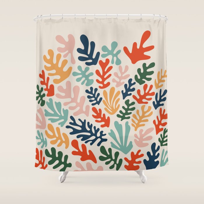 Matisse Colorful Cut Outs Mid Century Modern Art Shower Curtain by