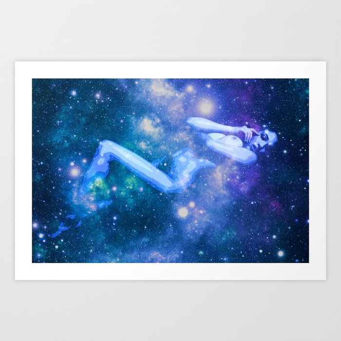 Blue Galaxy Woman : Nude Art Art Print