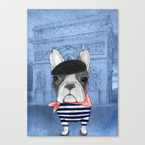 Frenchie with Arc de Triomphe Canvas Print