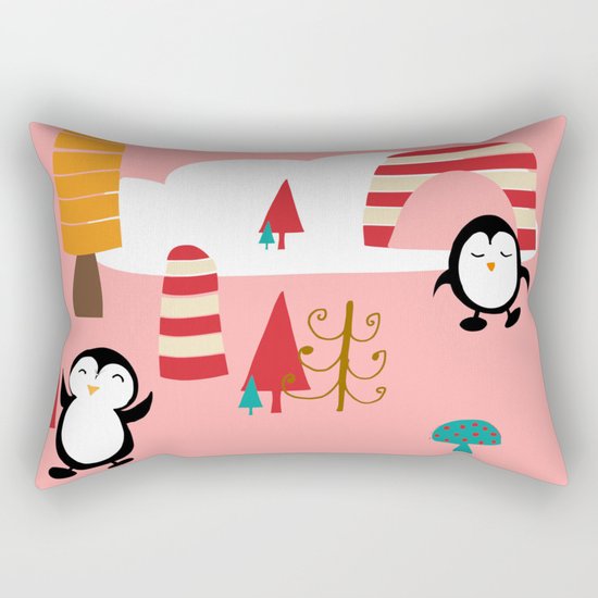 Oriana Penguin pink Rectangular Pillow