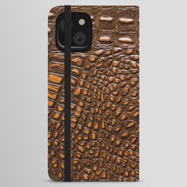 Brown Crocodile skin iPhone Wallet Case