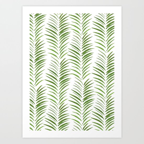 Herringbone Green Nature Pattern Art Print