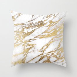 Chic Elegant White and Gold Marble Pattern Throw Pillow