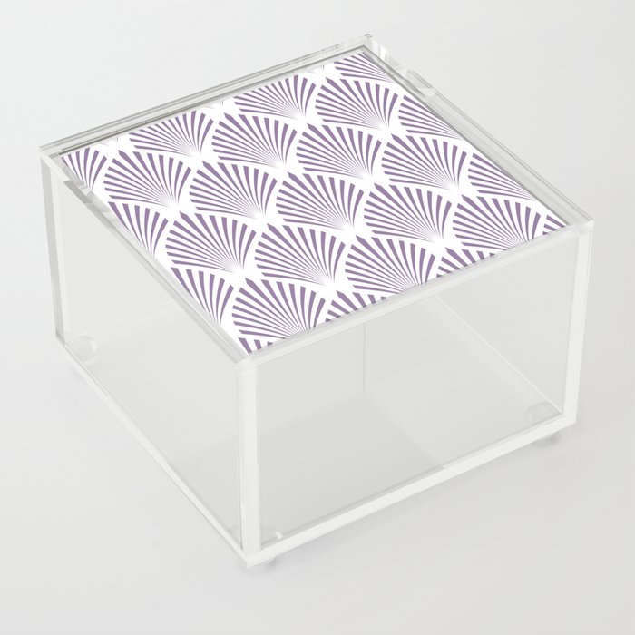 Purple and White Elegant Scallop Fan Pattern Pairs Coloro 2022 Popular Color Lavender Silk 138-48-19 Acrylic Box