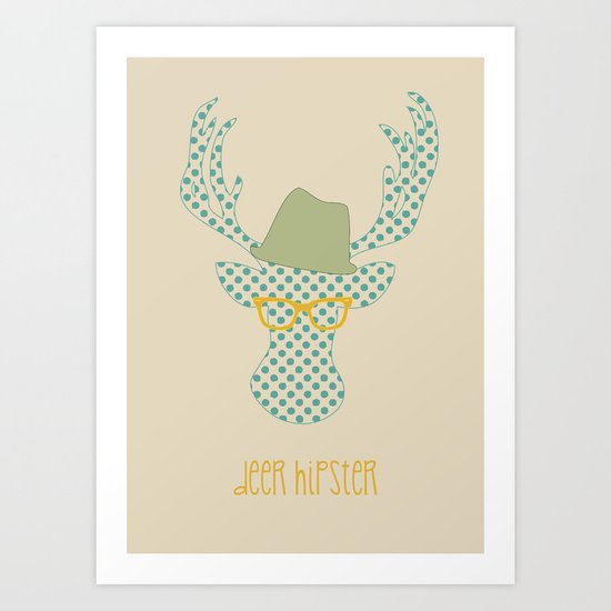 Deer Hipster Art Print
