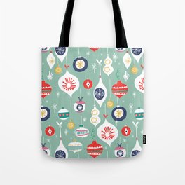 VINTAGE CHRISTMAS BAUBLES IN MINT GREEN PATTERN Tote Bag