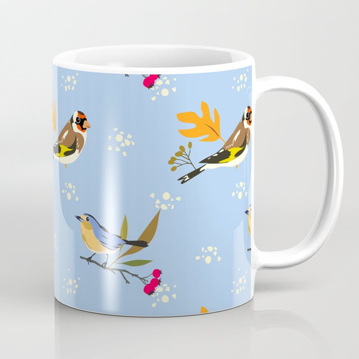 autumn birds repeated seamless vector pattern Coffee Mug