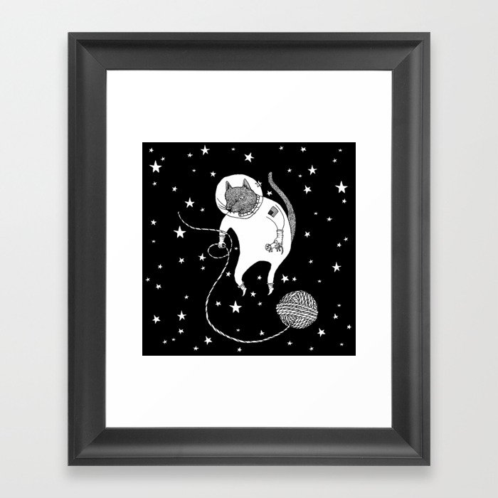 Space Cat Proves String Theory Exists Framed Art Print