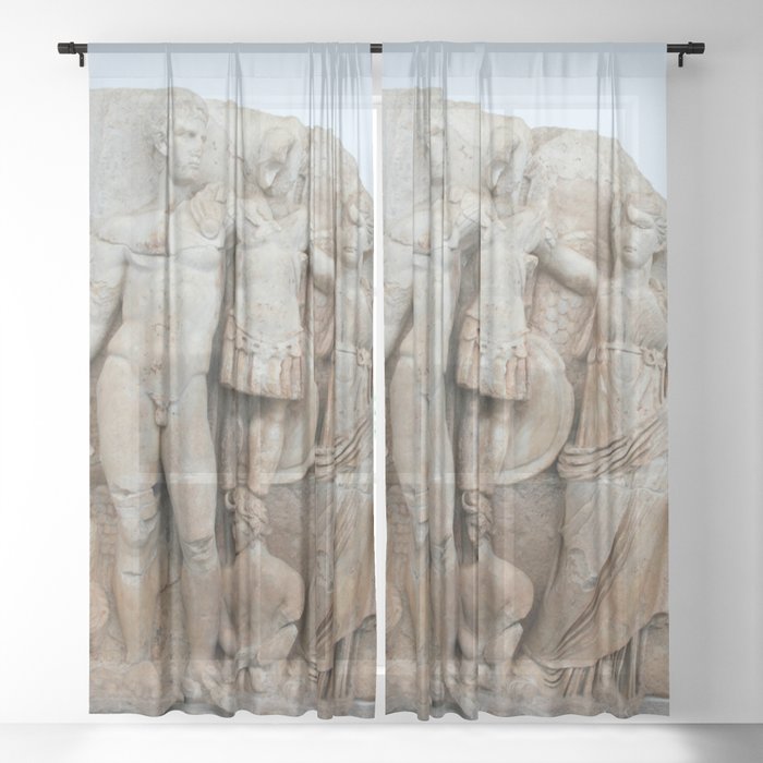 Augustus and Victory Sebastion Relief Classical Art Sheer Curtain