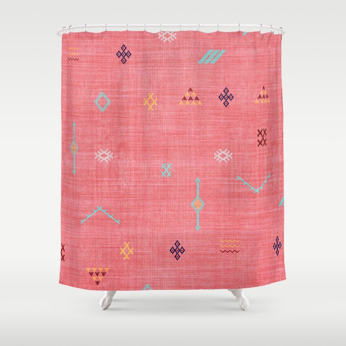 Cactus Silk Pattern in Pink Shower Curtain