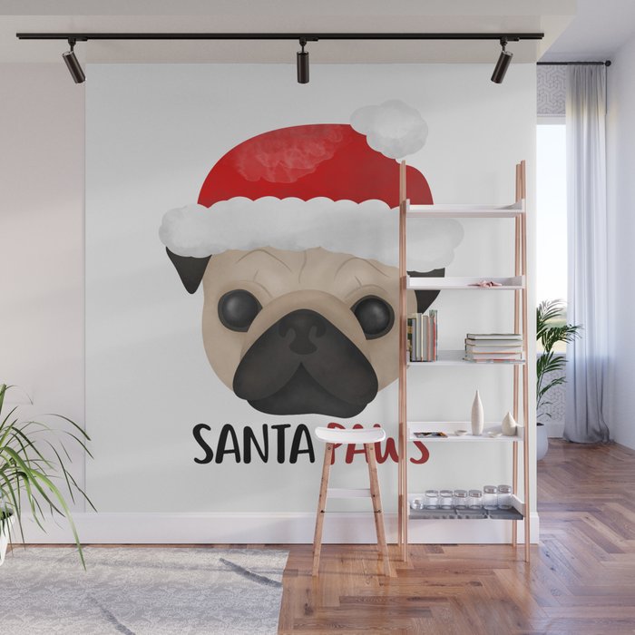 Christmas Pug | Santa Paws Wall Mural