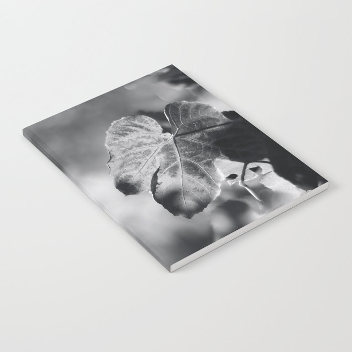 Autumn Grape Leaf in Black and White Notebook