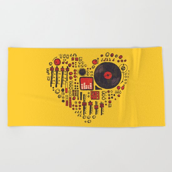 Music in every heartbeat Beach Towel