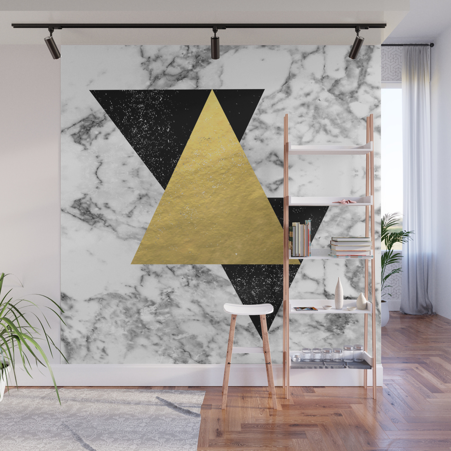 Delph Abstract Triangles And Marble Painting Gold Black And