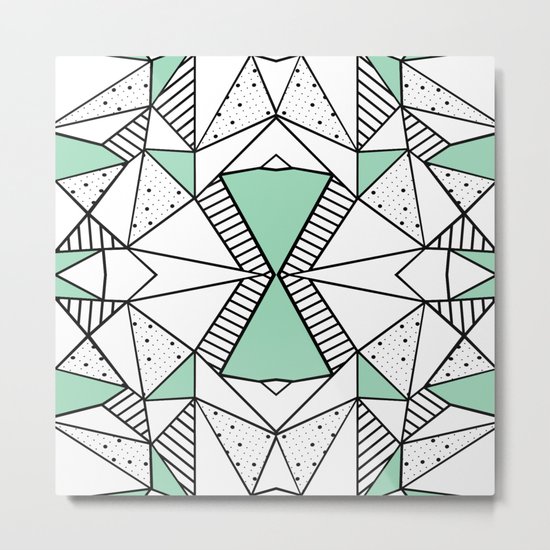 Ab Lines and Spots Mint Metal Print
