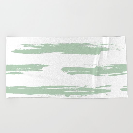 Swipe Stripe Pastel Cactus Green and White Beach Towel