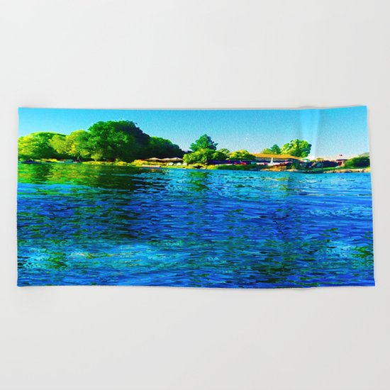 Bright River Flowing Beach Towel