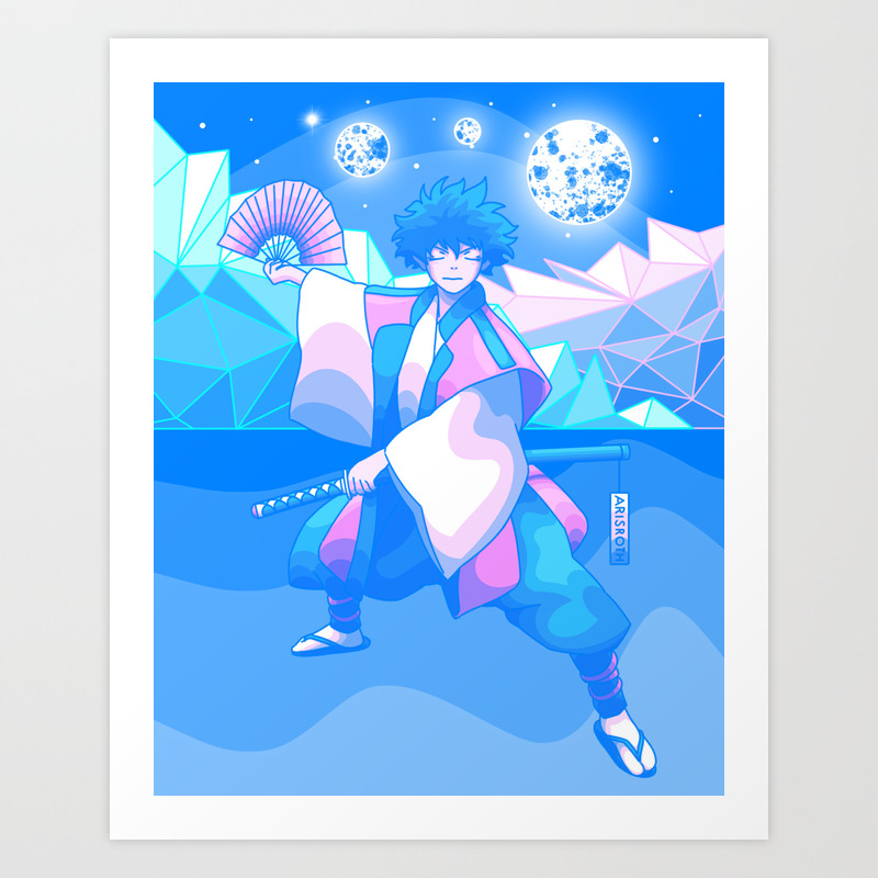 lonely samurai izuku my hero academia anime dreamscape interpretation art print by aris roth society6