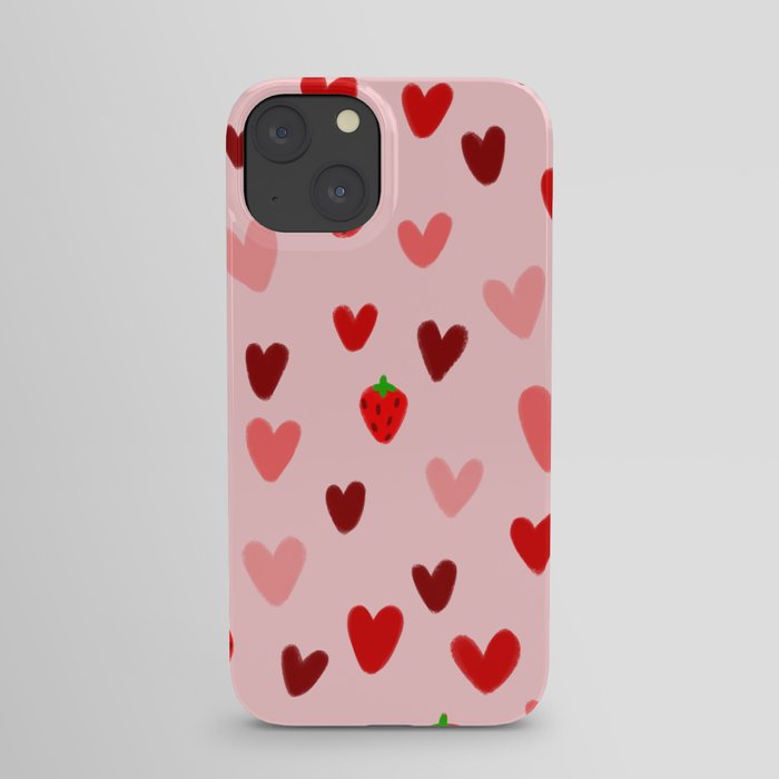 Strawberries and Hearts iPhone Case