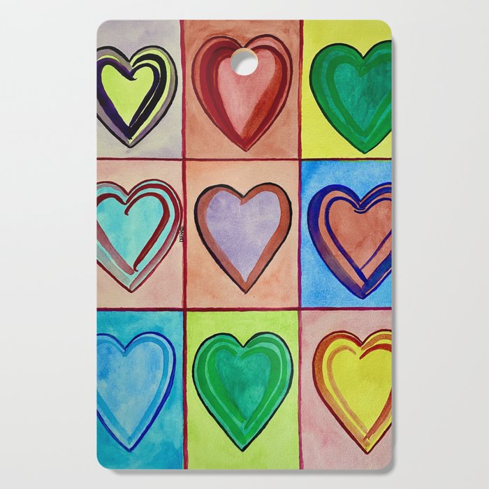 Rainbow Hearts Cutting Board