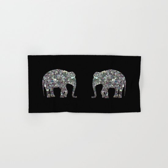 Sparkly colourful silver mosaic Elephant Hand & Bath Towel