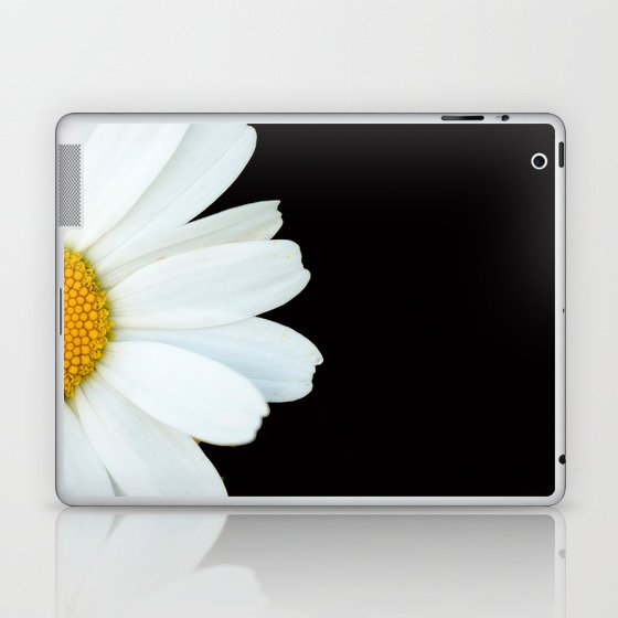 Hello Daisy - White Flower Black Background #decor #society6 #buyart Laptop & iPad Skin