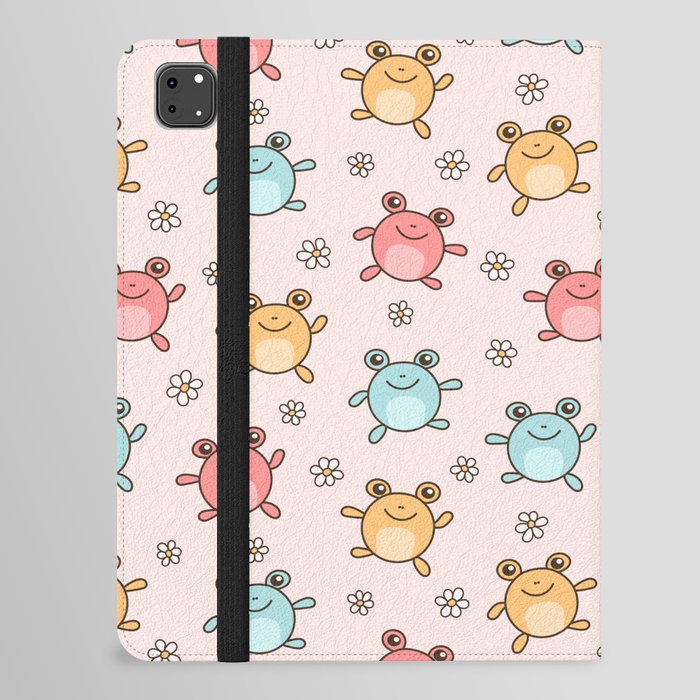 Cute Happy Jumping Frogs, Fun Frog Pattern for Kids iPad Folio Case