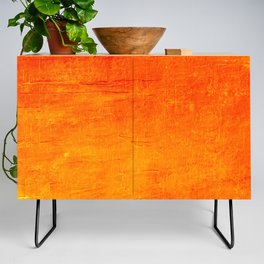 Orange Sunset Textured Acrylic Painting Credenza | Classic, Acrylicpainting, Minimal, Patterntextured, Monochromatic, Abstract, Texturedacrylic, Monderisim, Orangetangerine, Maximalist 