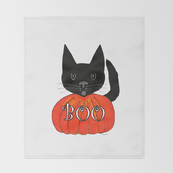 Halloween Black Cat Throw Blanket By Kathleensartoris Society6