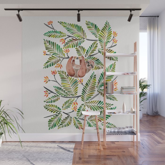 Happy Sloth – Tropical Green Rainforest Wall Mural