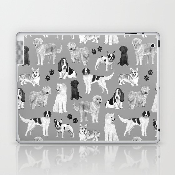 Dogs Pattern (Monochrome) Laptop & iPad Skin