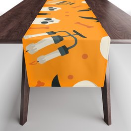 Distinct Halloween Patterns, orange background Table Runner
