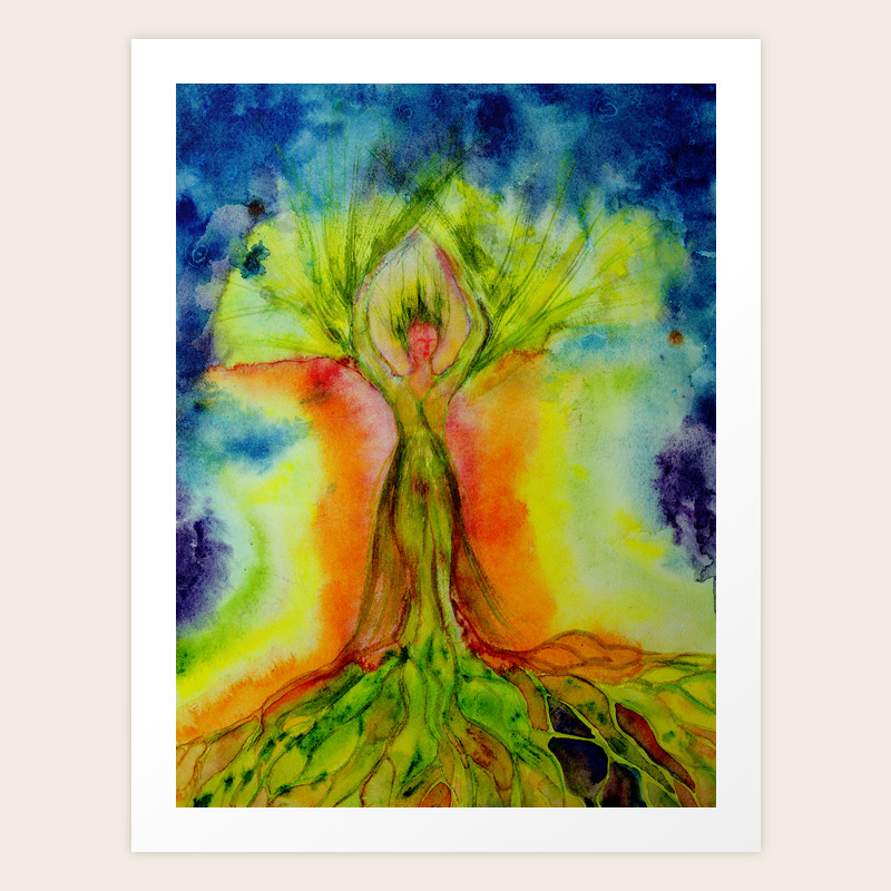 Psychedelic Woman Tree Of Life With Aura Art Print By Briste