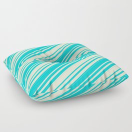 [ Thumbnail: Dark Turquoise & Light Yellow Colored Lines/Stripes Pattern Floor Pillow ]