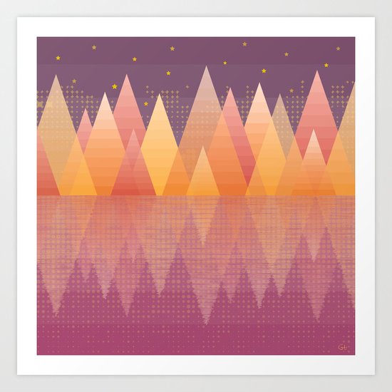 Geometric Lake Mountain III - Fall Art Print