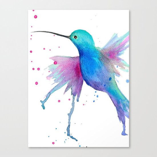 Hummingbird watercolor Canvas Print
