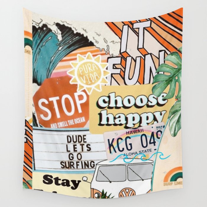 Summer Collage Wall Tapestry