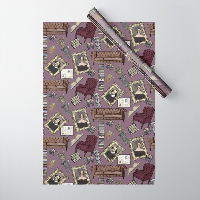 Dark Academia - In the Study, in mauve Wrapping Paper