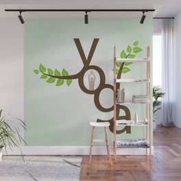YOGA meditation and sun salutation stylized typography Wall Mural