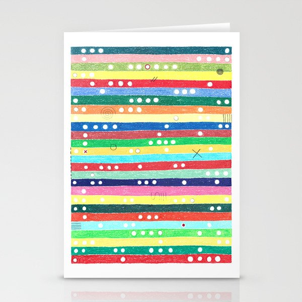 Abstract geometric colorful grid colored pencil whimsical original drawing of mysterious stripes. Stationery Cards