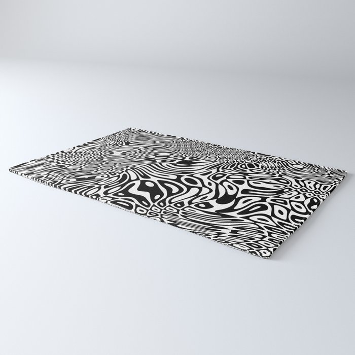 Black and white psychedelic optical illusion Rug by lebensartdesign
