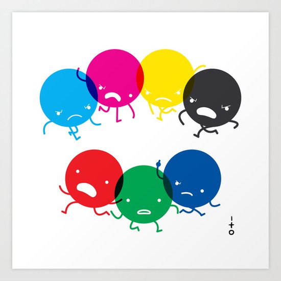 CMYK fights RGB Art Print