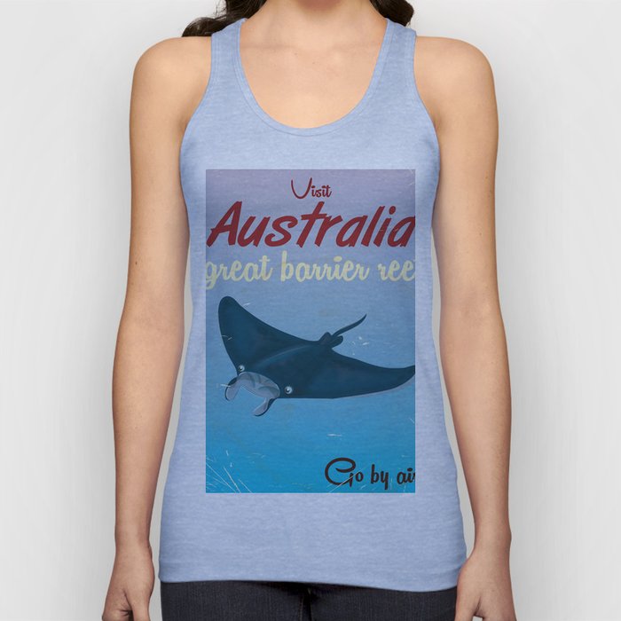 Australia great Barrier Reef Stingray vintage travel poster Tank Top
