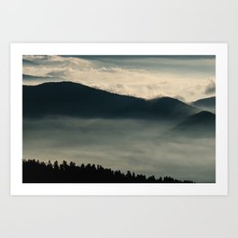 Early Morning Smokies 2 Art Print | Cloud, Nature, Outdoors, Trees, Ridges, National, Smoke, Dome, Color, Digital 