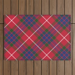 Fraser Clan Scottish Tartan Diagonal Plaid Family Red Outdoor Rug